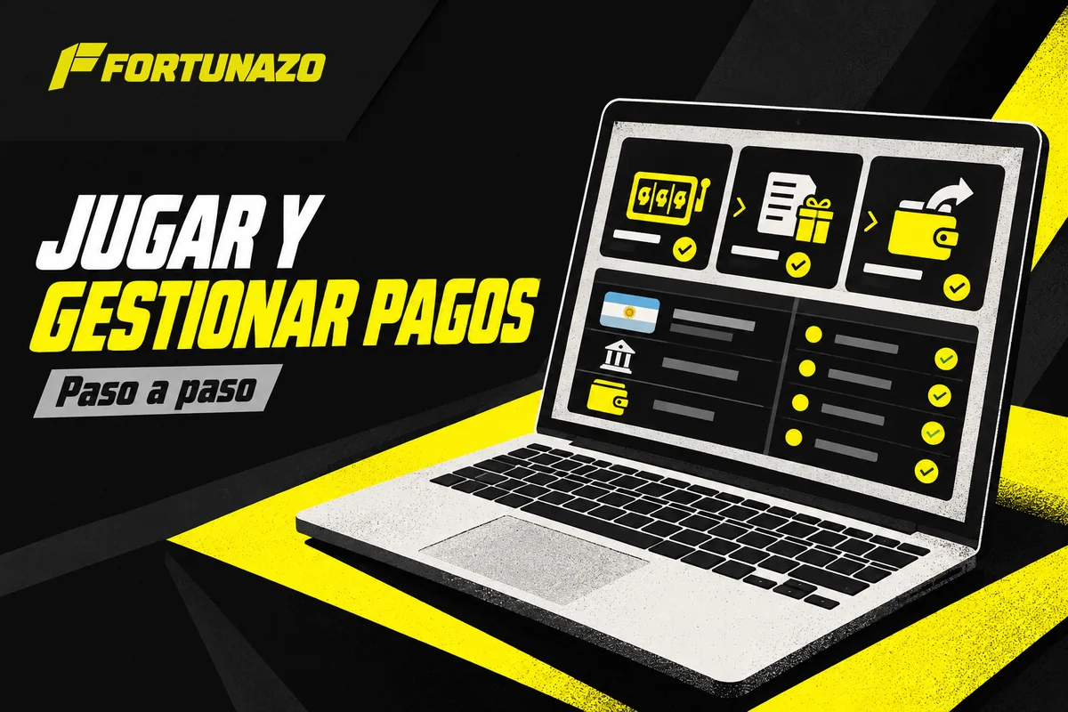 Portátil muestra pasos para jugar y gestionar pagos